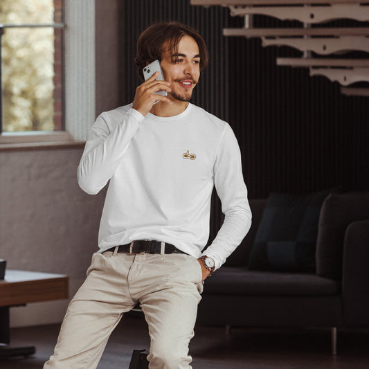 DS // Men's Embroidered Long Sleeve Fitted Crew T-shirt