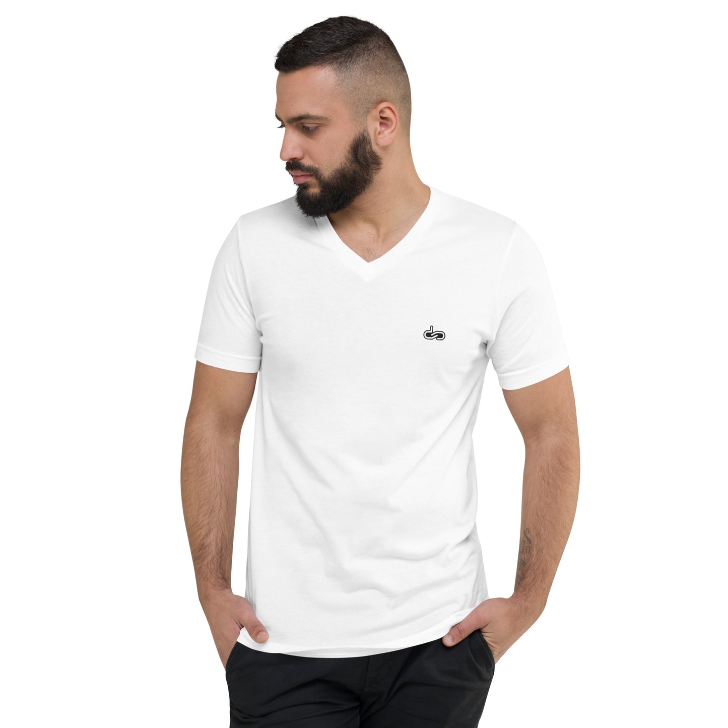 DS// Men's Embroidered Short Sleeve V-Neck T-Shirt