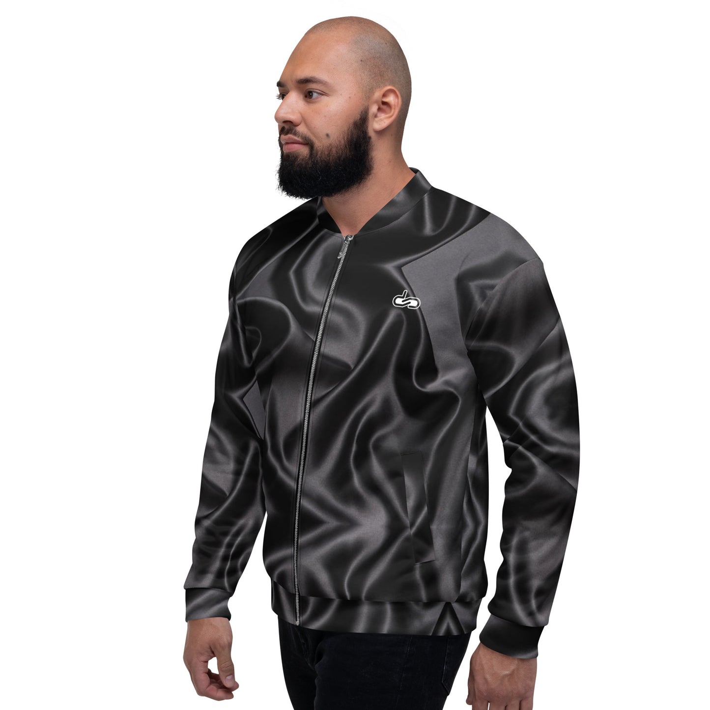 DS // Men's Black Abstract Print Bomber Jacket