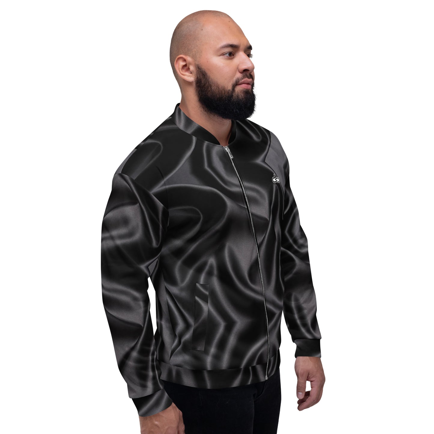 DS // Men's Black Abstract Print Bomber Jacket