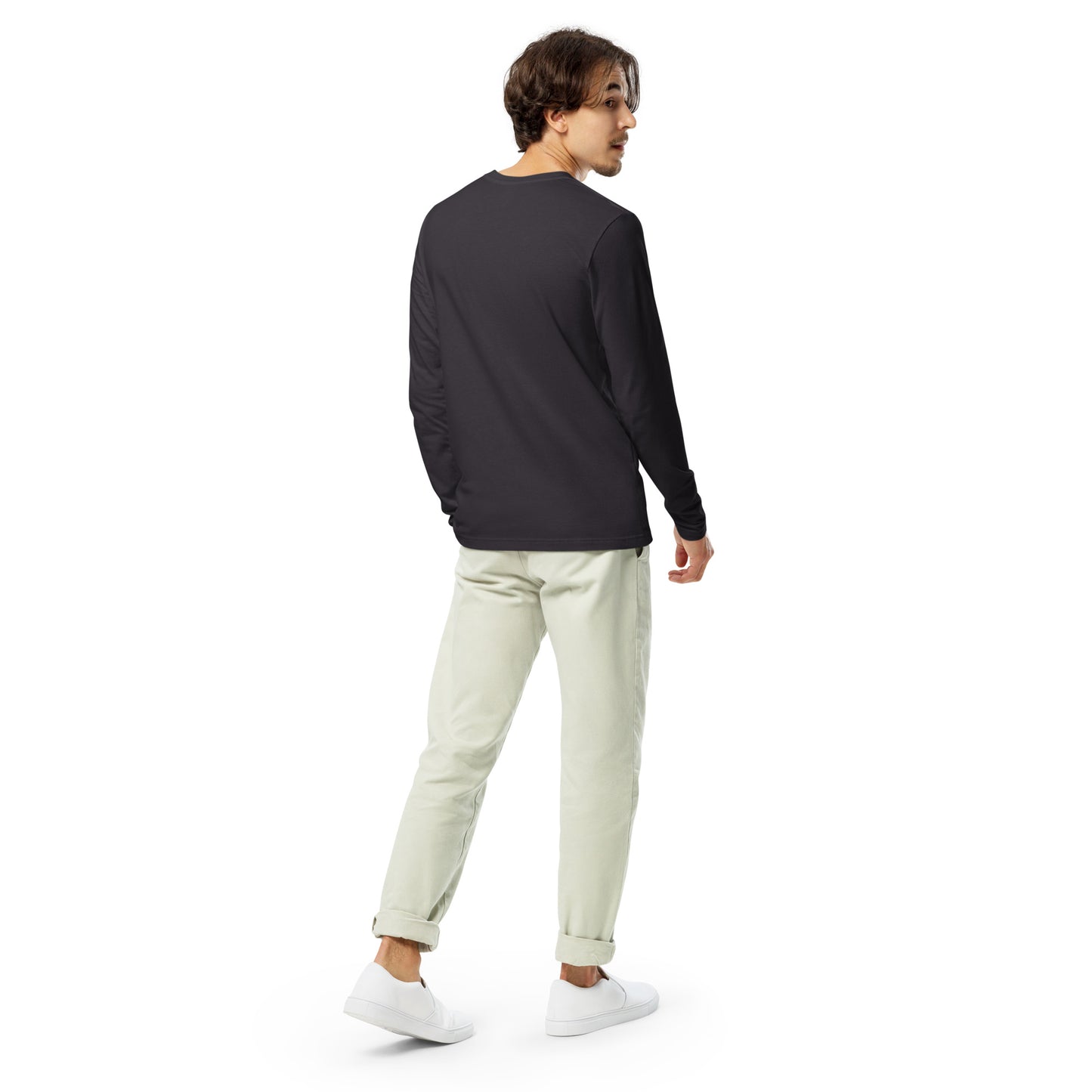 DS // Men's Embroidered Long Sleeve Fitted Crew T-shirt