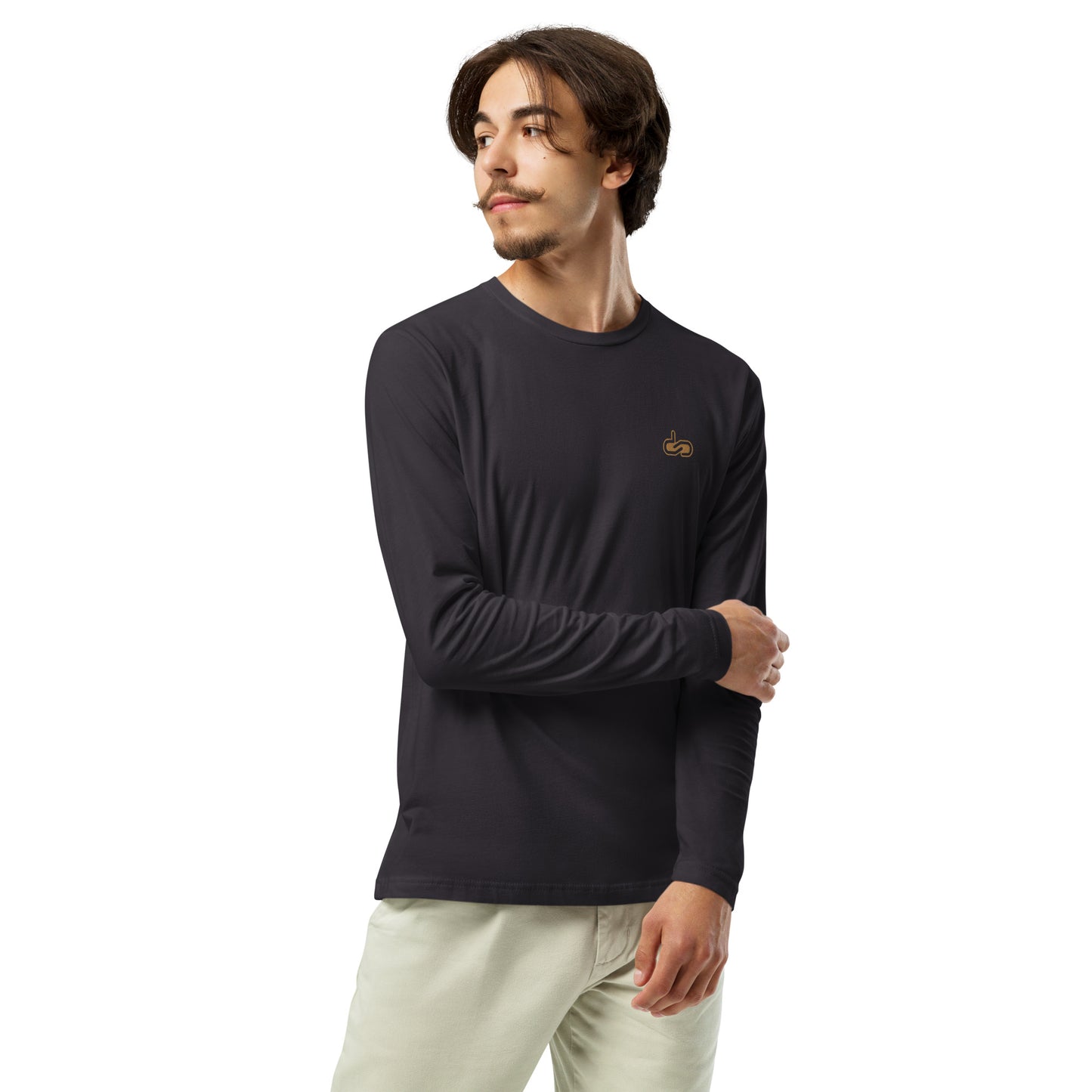 DS // Men's Embroidered Long Sleeve Fitted Crew T-shirt