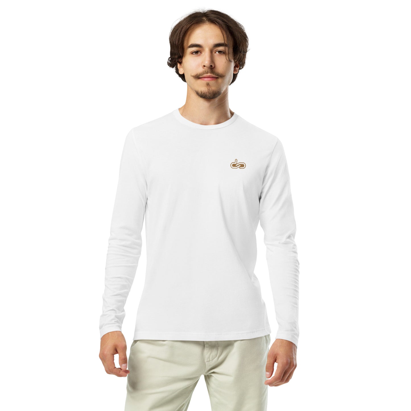 DS // Men's Embroidered Long Sleeve Fitted Crew T-shirt